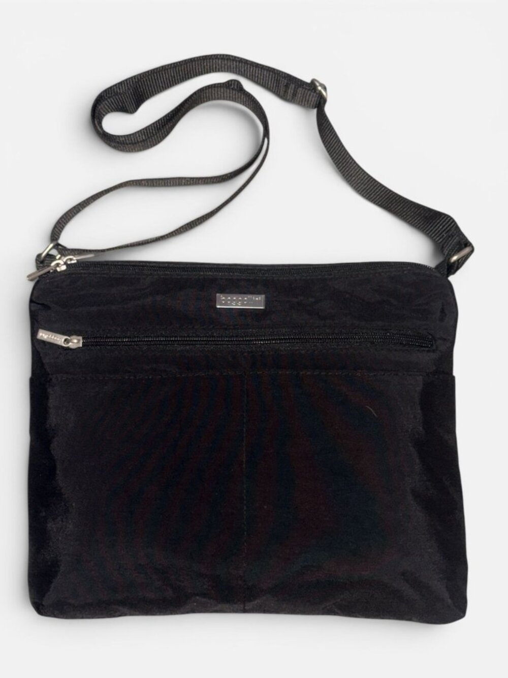 Baggallini Set Large Zipper Bag Mini Belt Pouch Black Nylon Crossbody Organizer - Picture 4 of 11